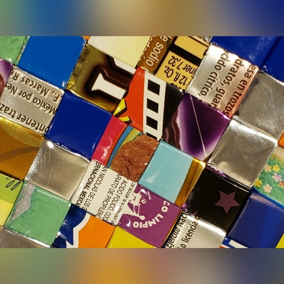 ❤️ Nahui Ollin Hand Woven Candy Wrapper Purse Hand Bag Funky boho ❤️ - Picture 4 of 8